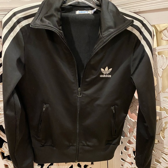 Adidas Original Black Track Jacket with three stripe size small - Picture 2 of 9